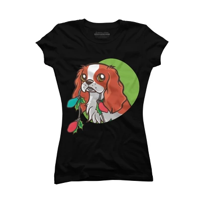 Junior's Design By Humans Super Cute Dog Paws Print Christmas Tree T-Shirt By Rasok T-Shirt - Image 3