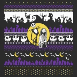 Junior's The Nightmare Before Christmas Jack And Sally Halloween Print T-Shirt