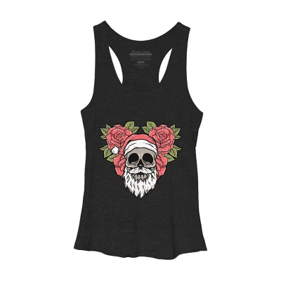Women's Design By Humans Christmas With Flowers Illustration By Rukurustudio Racerback Tank Top - Image 3
