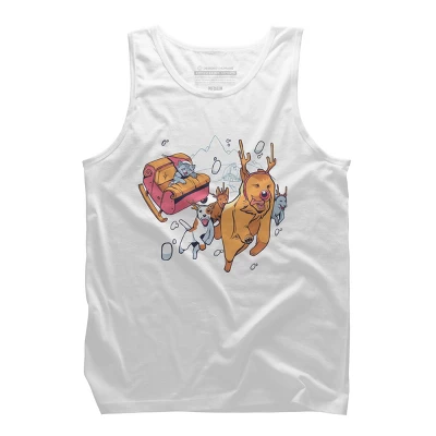 Men's Design By Humans Christmas Santa Cat By ArtStyleAlice Tank Top - Image 6
