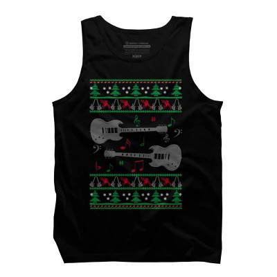 Men's Design By Humans Guitar Christmas By Sophialada Tank Top - Image 4