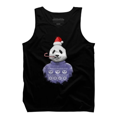 Men's Design By Humans Christmas Panda By NikKor Tank Top - Image 4