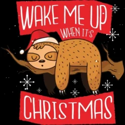 Junior's Design By Humans Christmas Sloth By ArtStyleAlice T-Shirt