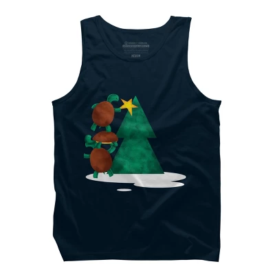 Men's Design By Humans Christmas Tree Turtle By Moredesignsplease Tank Top - Image 5