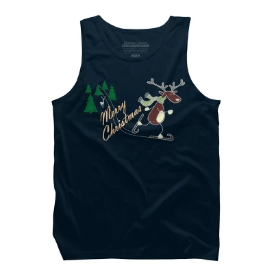 Men's Design By Humans Christmas Reindeer For Darks By Ozdilh Tank Top - Image 5