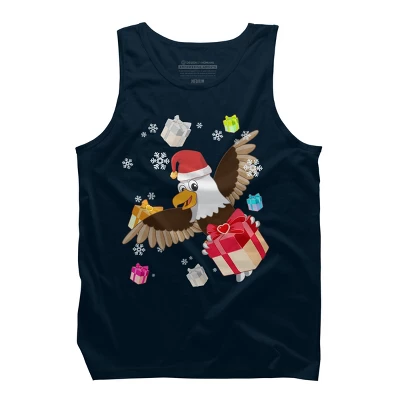 Men's Design By Humans Santa American Bald Eagle Christmas T-Shirt By Thebeardstudio Tank Top - Image 5