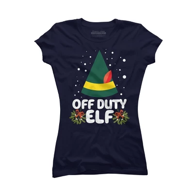 Junior's Design By Humans Off Duty Elf Christmas By Thingsandthings T-Shirt - Image 4