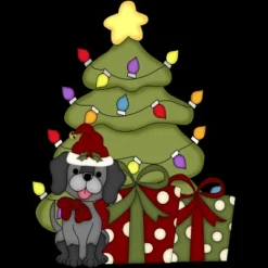 Junior's Design By Humans Christmas Doggie By Realdealclipart T-Shirt