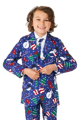 Suitmeister Boys Christmas Suit - Christmas Snowman Blue - Image 2