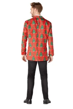 Suitmeister Men's Christmas Blazer - Christmas Trees - Red
