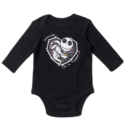 Disney Nightmare Before Christmas Zero Sally Jack Skellington Baby Girls 3 Pack Bodysuits Newborn To Infant - Image 2