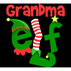 Junior's Design By Humans Grandma Elf Christmas By Personalized T-Shirt
