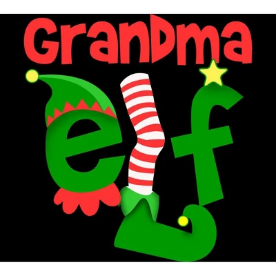 Junior's Design By Humans Grandma Elf Christmas By Personalized T-Shirt