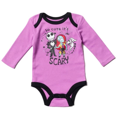 Disney Nightmare Before Christmas Zero Sally Jack Skellington Baby Girls 3 Pack Bodysuits Newborn To Infant