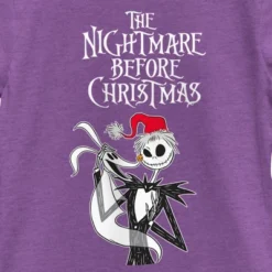 Girl's The Nightmare Before Christmas Jack Skellington Santa Hat Logo T-Shirt