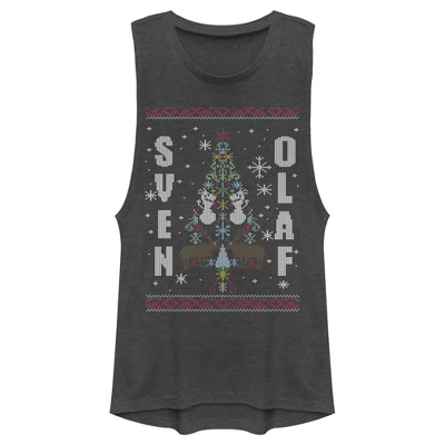 Junior's Frozen Ugly Christmas Besties Festival Muscle Tee - Image 2