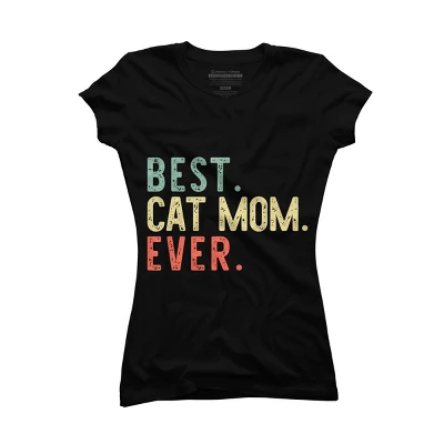Junior's Design By Humans Best Cat Mom Ever Funny Mommy Vintage Gift Christmas T-Shirt By Mothersdaygift T-Shirt - Image 3
