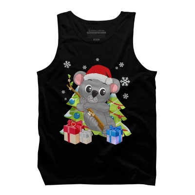 Men's Design By Humans Santa Climbing Koala Bear Christmas T-Shirt By Thebeardstudio Tank Top - Image 4