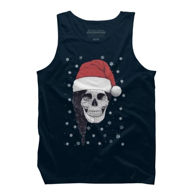 Men's Design By Humans Christmas Skull By Kodamorkovkart Tank Top - Image 5