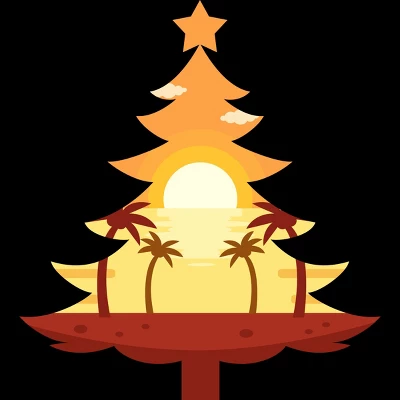 Women's Design By Humans Christmas In July Tree Sunset By Destiny29 Racerback Tank Top