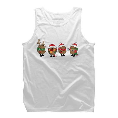 Men's Design By Humans Christmas Hedgehogs By Mangulica Tank Top - Image 6