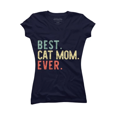 Junior's Design By Humans Best Cat Mom Ever Funny Mommy Vintage Gift Christmas T-Shirt By Mothersdaygift T-Shirt - Image 4