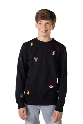 OppoSuits Deluxe Teen Boys Christmas Sweater - X-Mas Icons - Black - Image 2