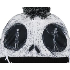 Disney Nightmare Before Christmas Jack Skellington Sublimated Knit Beanie Hat Black