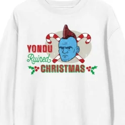 Guardians Of The Galaxy Holiday Special Yondu Ruined Christmas Crew Neck Long Sleeve White Unisex Adult Tee