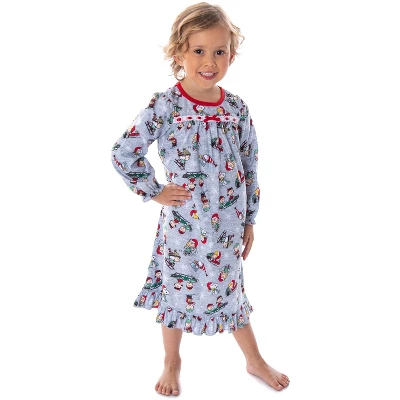Peanuts Toddler Girls' Snoopy Holiday Christmas Soft Woven Pajama Nightgown - Image 4