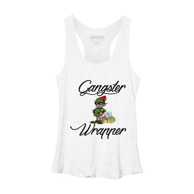 Women's Design By Humans Gangsta Wrapper Unisex Ugly Christmas Sweatshirt Gangsta Wrapper By Alungu3208 Racerback Tank Top - Image 3