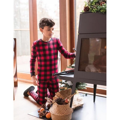 Leveret Kids Two Piece Cotton Plaid Christmas Pajamas