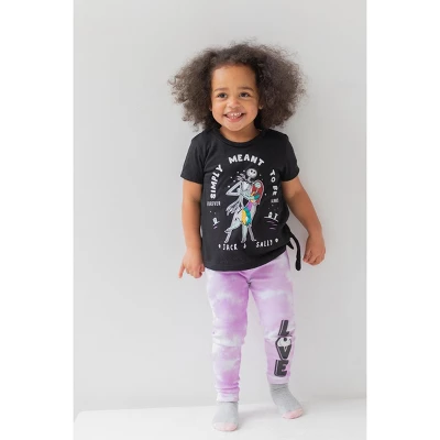 Disney Nightmare Before Christmas Sally Jack Skellington Girls T-Shirt And Leggings Outfit Set Toddler To Little Kid - Image 4