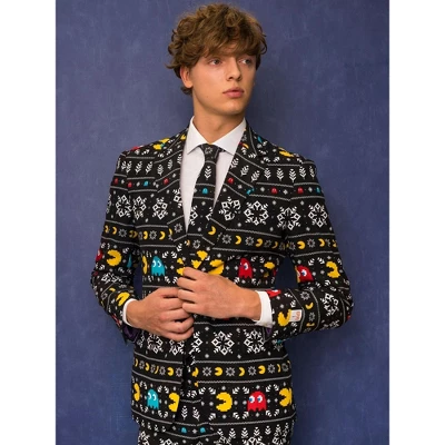 OppoSuits Men's Christmas Suit - Winter PAC-MAN - Black - Image 5