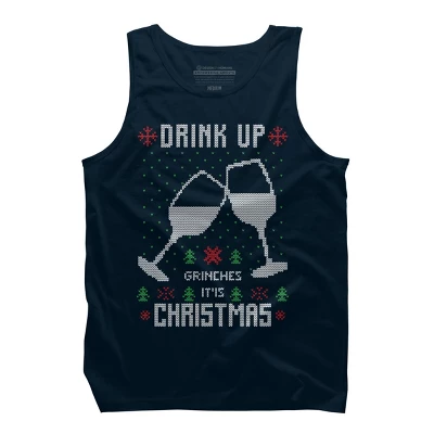 Men's Design By Humans Drink Up Grinches Ugly Christmas Sweater By Shirtpublic Tank Top - Image 5