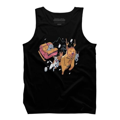 Men's Design By Humans Christmas Santa Cat By ArtStyleAlice Tank Top - Image 4