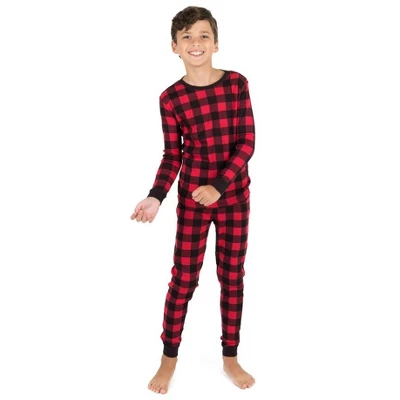Leveret Kids Two Piece Cotton Plaid Christmas Pajamas - Image 2