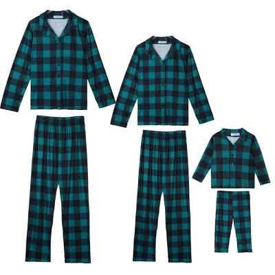 Cheibear Christmas Plaid Long Sleeve Tee With Pants Loungewear Family Pajama Sets - Image 14