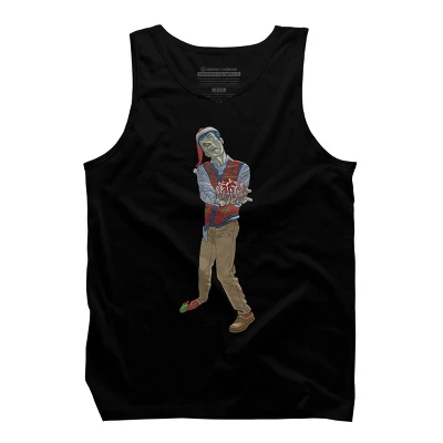 Men's Design By Humans Christmas Zombie By Ayota Tank Top - Image 4