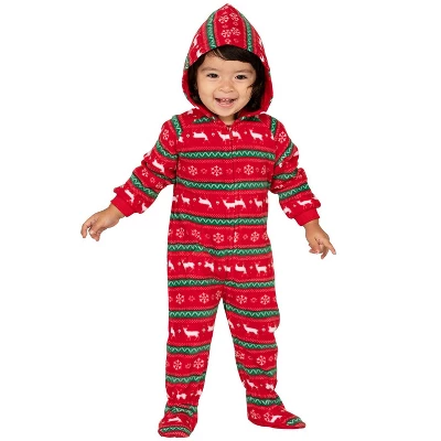 Footed Pajamas - Nordic Christmas Infant Hoodie Fleece Onesie - Image 2