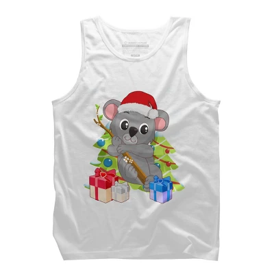 Men's Design By Humans Santa Climbing Koala Bear Christmas T-Shirt By Thebeardstudio Tank Top - Image 6