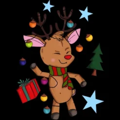 Junior's Design By Humans Christmas Reindeer By Mitalim T-Shirt