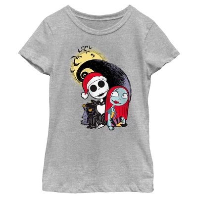 Girl's The Nightmare Before Christmas Jack And Sally Christmas Portrait T-Shirt 6 Girl's The Nightmare Before Christmas Jack And Sally Christmas Portrait T-Shirt - Image 4