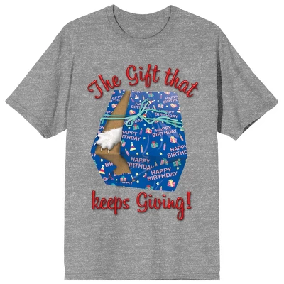 National Lampoon's Christmas Vacation Gift That Keeps Giving Women's Gray Heather T-shirt - Image 6