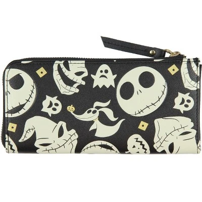 Disney Nightmare Before Christmas Jack Skellington Zero Oogie Boogie Zip Wallet Black