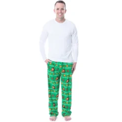 Nintendo Men's Donkey Kong And Diddy Kong Christmas Fair Isle Plush Pajama Pants