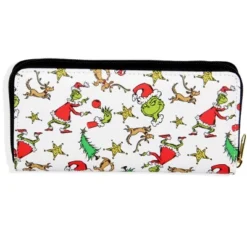 How The Grinch Stole Christmas Faux Saffiano Leather Zip Closure Wallet White