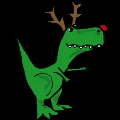 Women's Design By Humans Cool Funny Christmas T-Rex Dinosaur With Antlers By SmileToday Racerback Tank Top