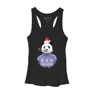 Women's Design By Humans Christmas Panda By NikKor Racerback Tank Top - Image 3
