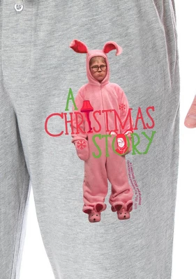 A Christmas Story Men's Ralphie Pink Nightmare Bunny Loungewear Pajama Pants Heather Grey - Image 2
